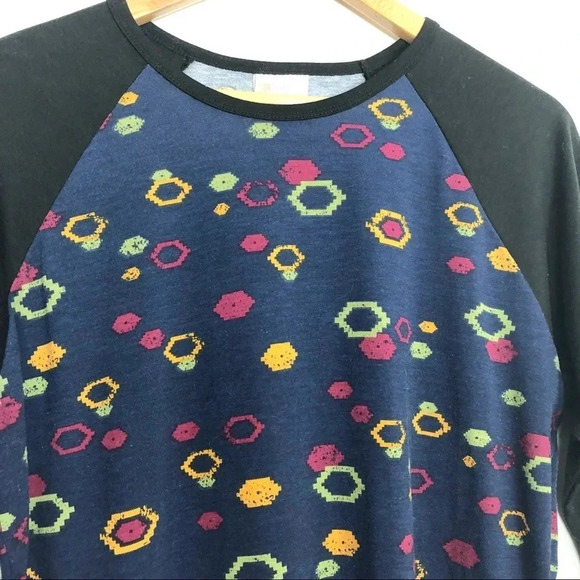 🍁 Lularoe | Navy abstract print Raglan Top - Picture 2 of 5